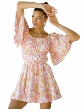 NWT! SABO Skirt Indie Floral 100% Cotton Mini Dress. Size XS.
